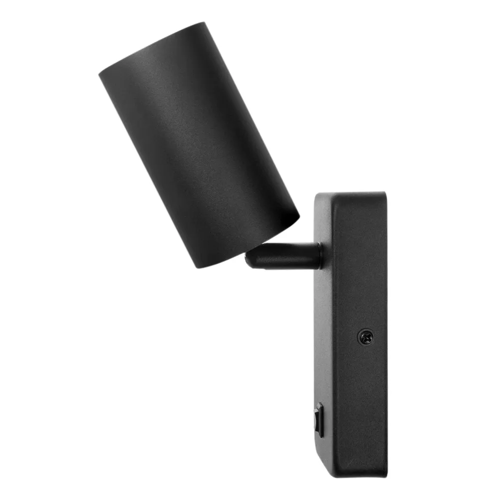 Maclean applique / applique murale, spot, rond, GU10, avec interrupteur 55x90mm, noir, MCE369 B+Lampe LED GU10 7W Maclean...
