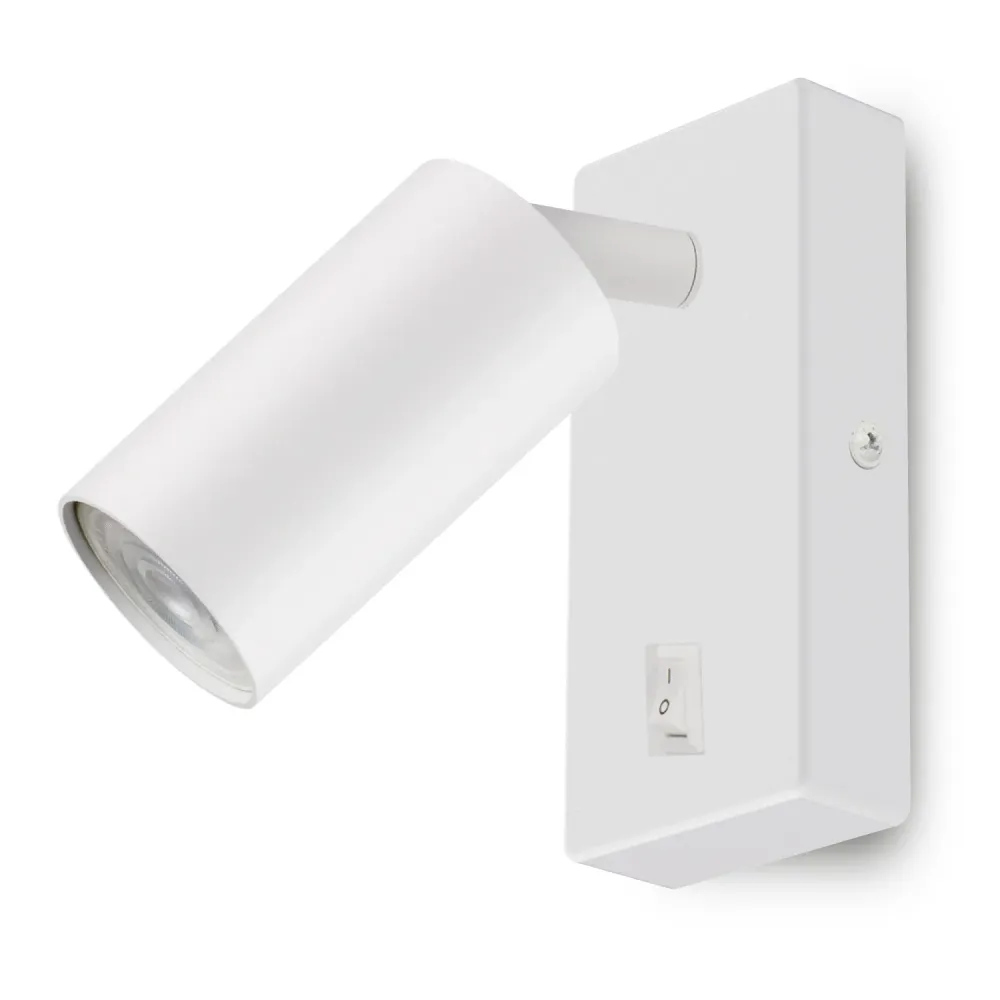 Maclean applique / applique murale, spot, rond, GU10, avec interrupteur 55x100mm, blanc, MCE369 W