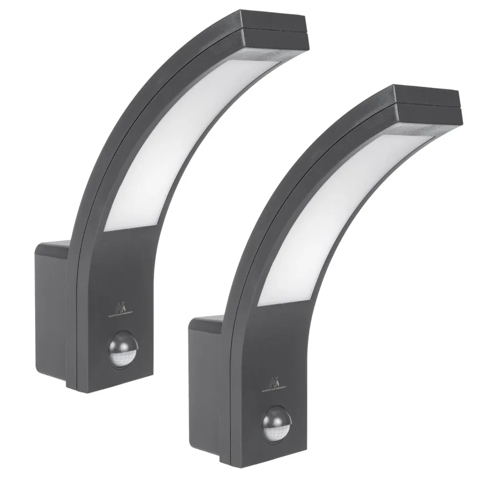 Détecteur de mouvement Maclean Lampe LED, détecteur de mouvement PIR, gris, 10W, IP54, 750lm, blanc neutre (4000K) MCE244...