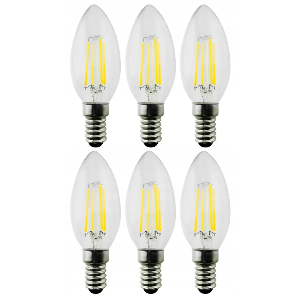 6x Maclean, Filament LED E14, 6W, 230V, WW blanc chaud 3000K, 806lm, Bougie décorative Retro edison C35, MCE286