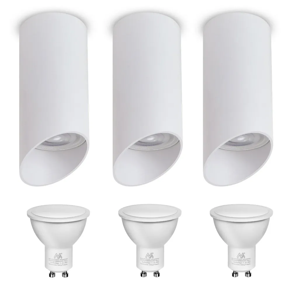 Maclean luminaire en saillie/tube, spot, rond, aluminium, GU10, 55x130mm, blanc, MCE360 W 3pcs+LED GU10 7W Maclean Energy...