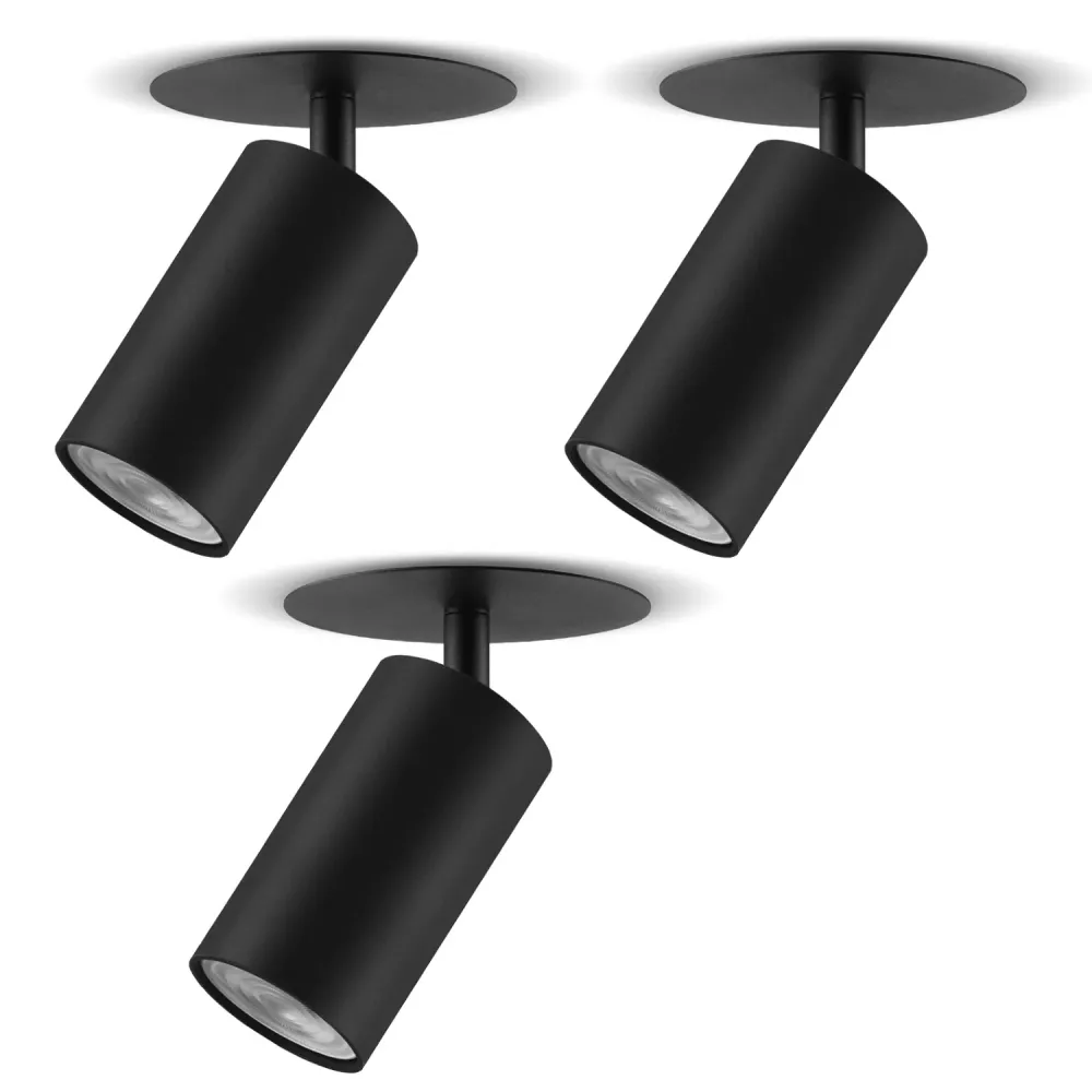 Maclean encastré / tube lumineux, spot, rond, aluminium, GU10, 55x130mm, noir, MCE364 B 3pcs+ Ampoule LED GU10 7W Maclean...