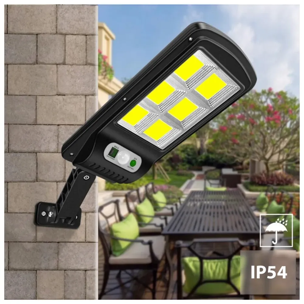 Maclean MCE446 Lampadaire solaire avec détecteur de mouvement et de crépuscule IP54 4W 400 lumens 6500K Télécommande Lampe...
