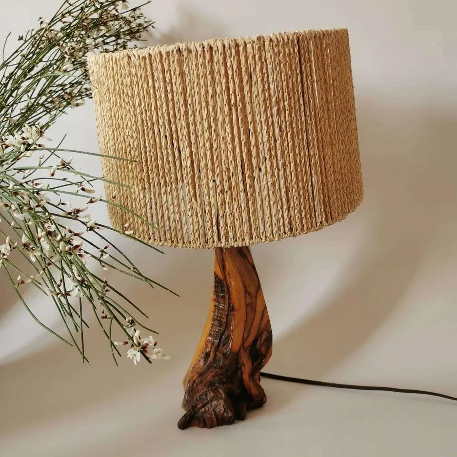 Lampe vintage de style brutaliste bois et corde Maison Panache