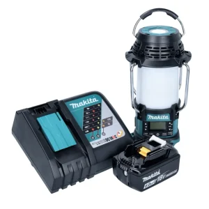 Makita DMR056RG1 Radio sans fil 18V FM DAB+ avec lanterne 360° et lampe de poche IP65 + 1x Batterie 6,0 Ah + Chargeur