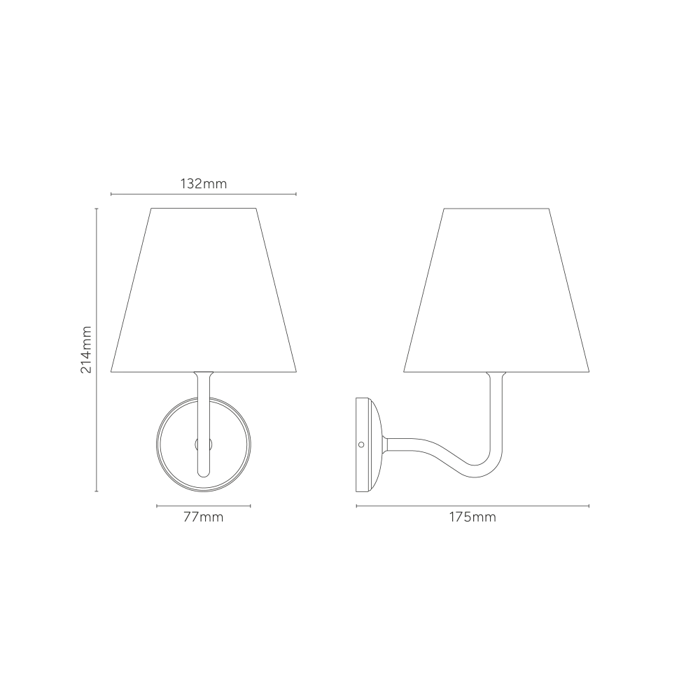 Malvern Petite Applique Murale Gris Basalte - Nickel Poli