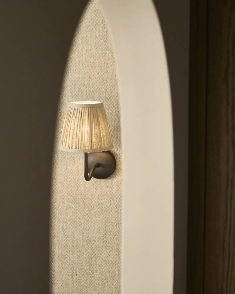 Malvern Petite Applique Murale Plissée Beige Naturel - Bronze