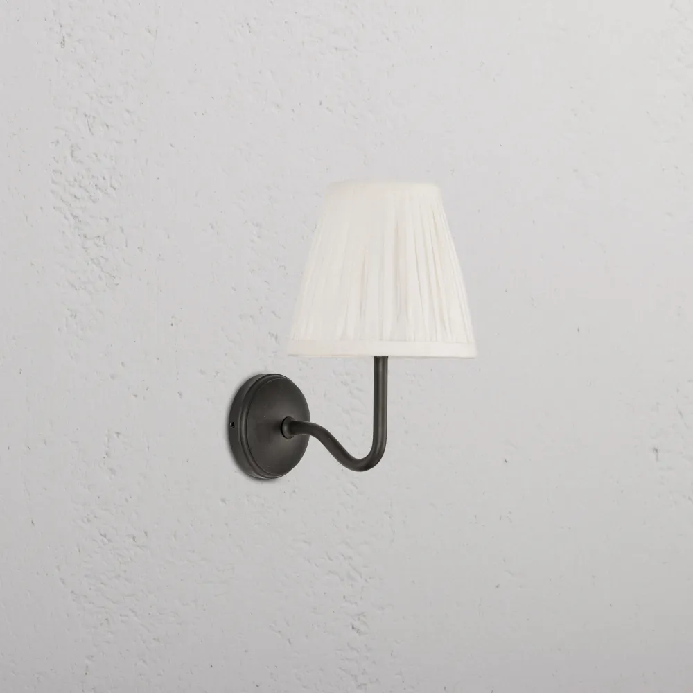 Malvern Petite Applique Murale Plissée Blanc Albâtre - Bronze