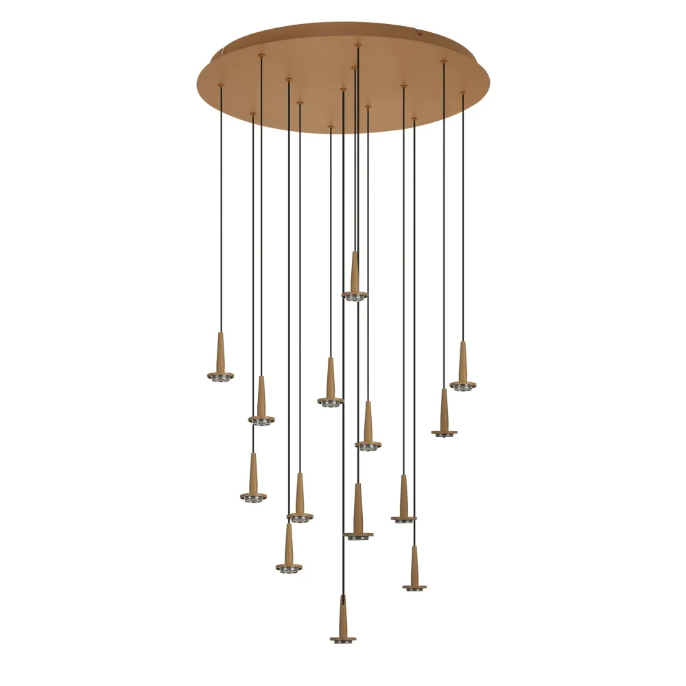Mantra Andromeda Round Pendant Ceiling Lamp 14xLED W/T Crystal Gold 8935