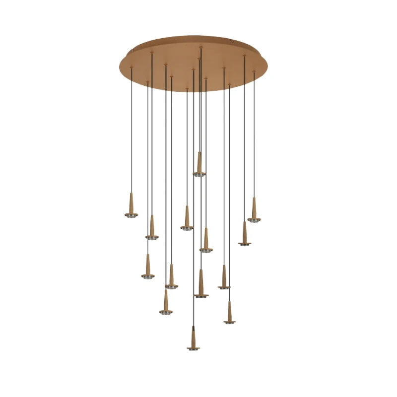 Mantra Andromeda Round Pendant Ceiling Lamp 14xLED W/T Crystal Gold 8935