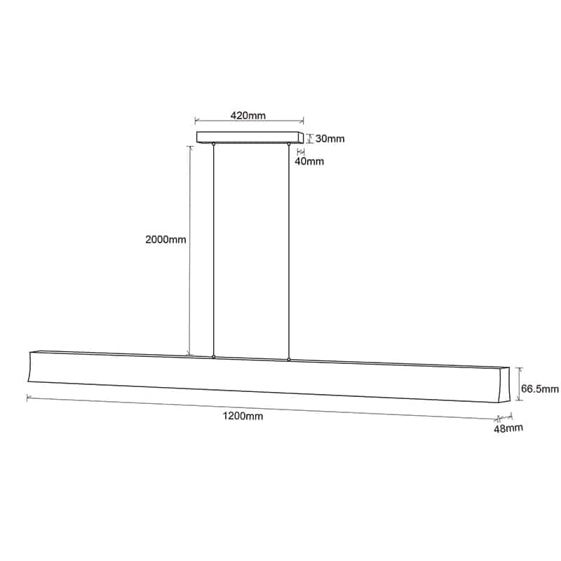 Mantra Hanok LED Linear Pendant Ceiling Lamp 38W 3000K 50° Black 7544