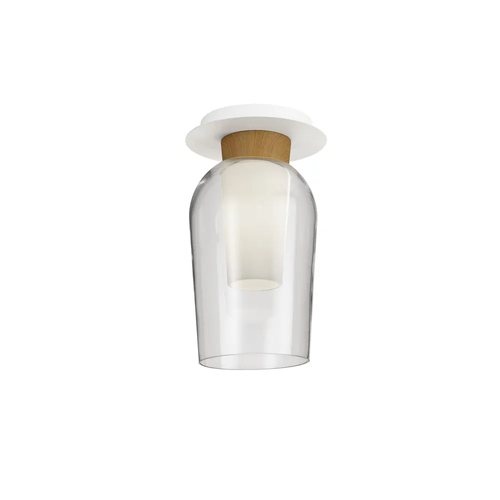 Mantra Nora Semi Ceiling Light White/Wood 8279
