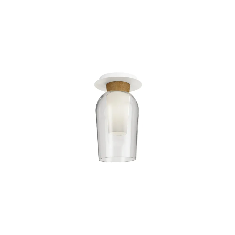 Mantra Nora Semi Ceiling Light White/Wood 8279