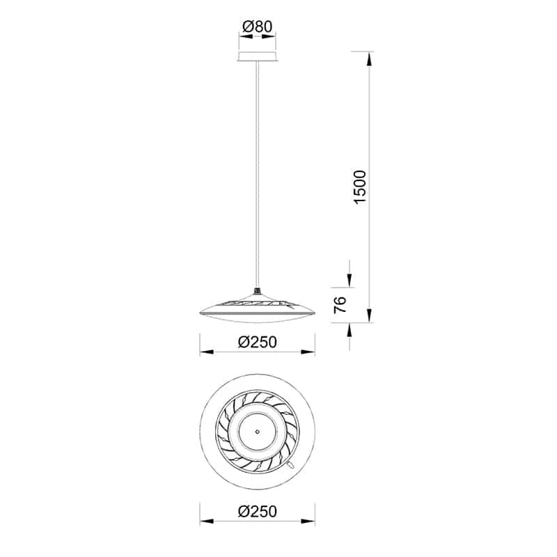 Mantra Slim LED Pendant Ceiling Lamp 16W 3000K Black 8106