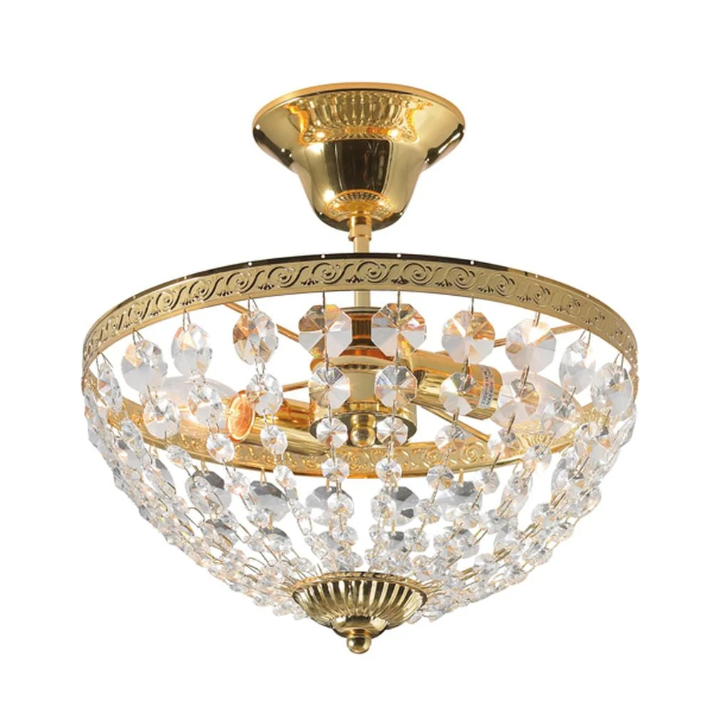 Lampe de plafond Markslöjd Hanaskog 2L en cristal et or