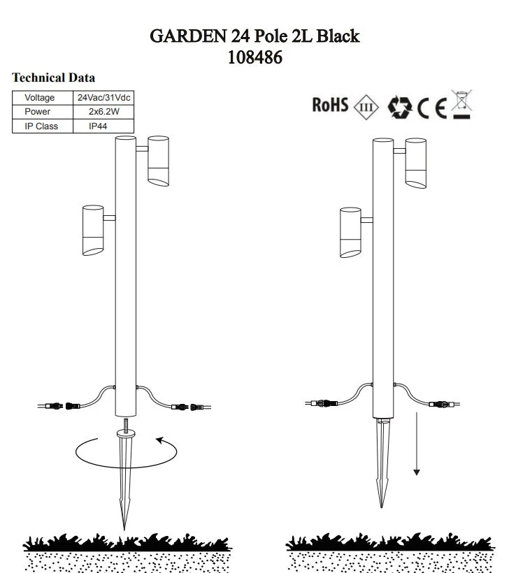 Lanterne de jardin extérieure LED Markslöjd Garden 24 2L, noire
