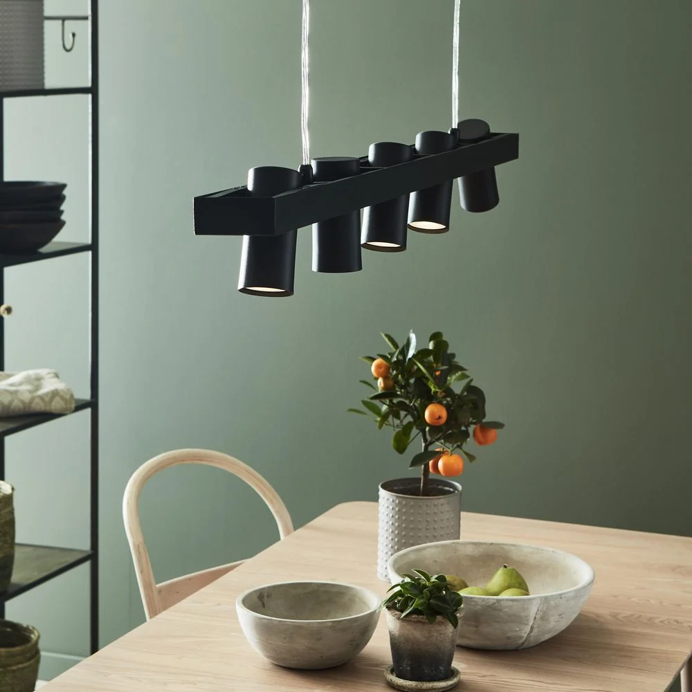 Suspension linéaire Markslöjd Torino 5L noir/blanc White