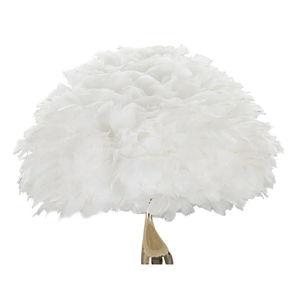 Lampadaire doré fluide avec abat-jour en plumes Mauro Ferretti