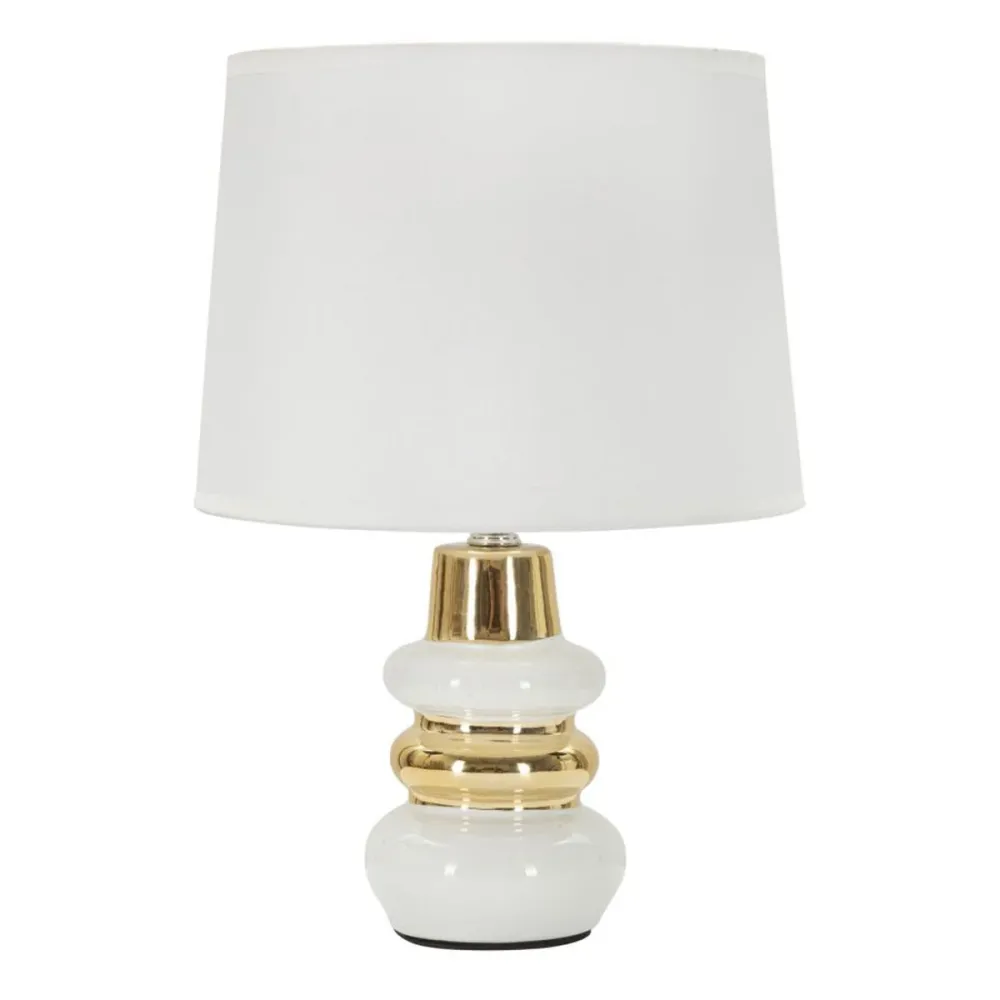 Lampe de table en céramique blanche et dorée au design aux courbes douces Mauro Ferretti