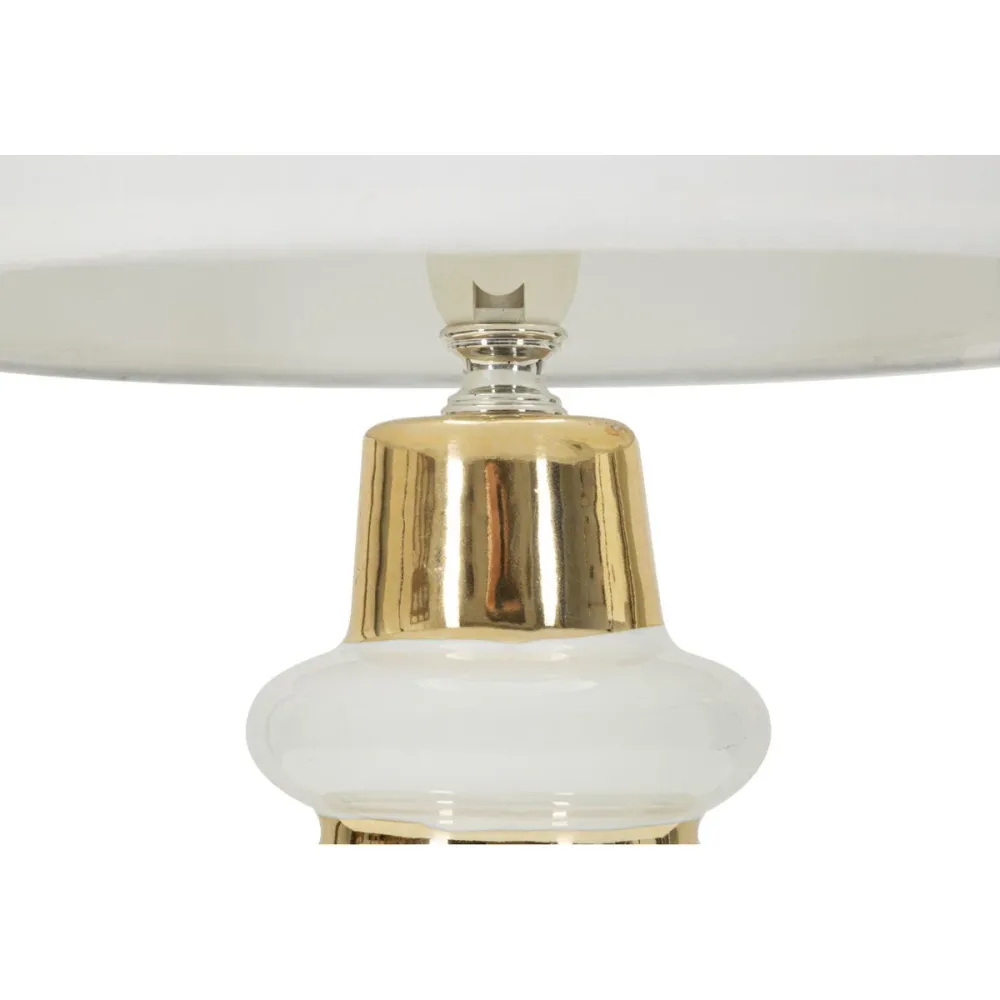 Lampe de table en céramique blanche et dorée au design aux courbes douces Mauro Ferretti