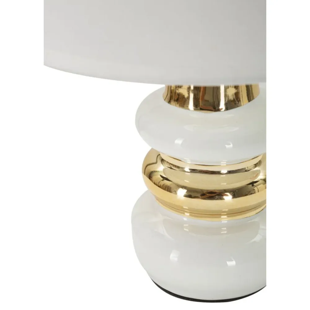 Lampe de table en céramique blanche et dorée au design aux courbes douces Mauro Ferretti