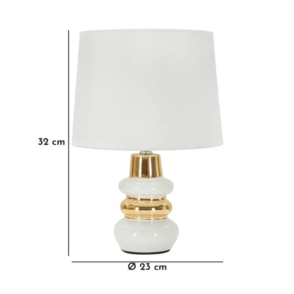 Lampe de table en céramique blanche et dorée au design aux courbes douces Mauro Ferretti