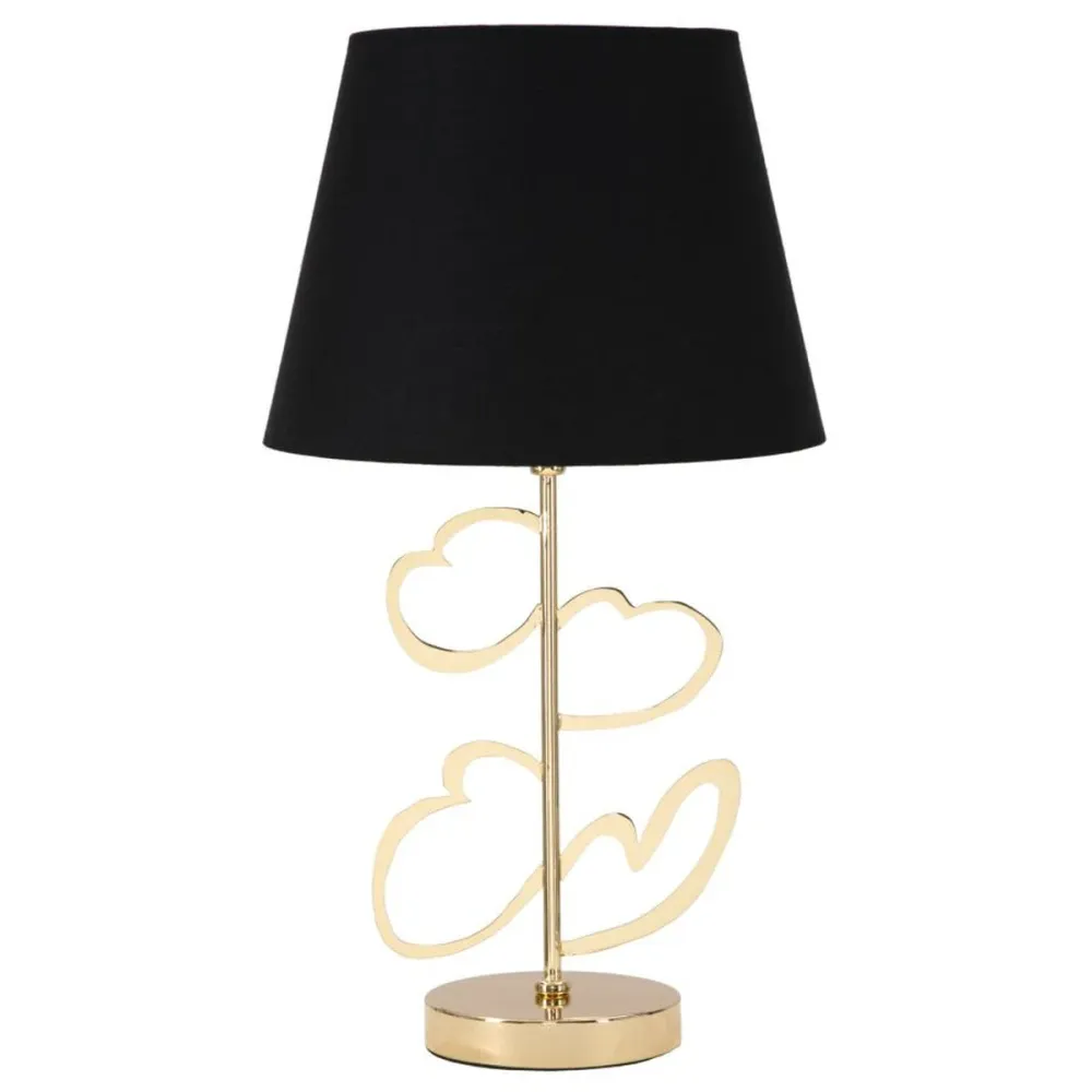 Lampe de table dorée avec abat-jour noir – Design glamour hypnotique Mauro Ferretti