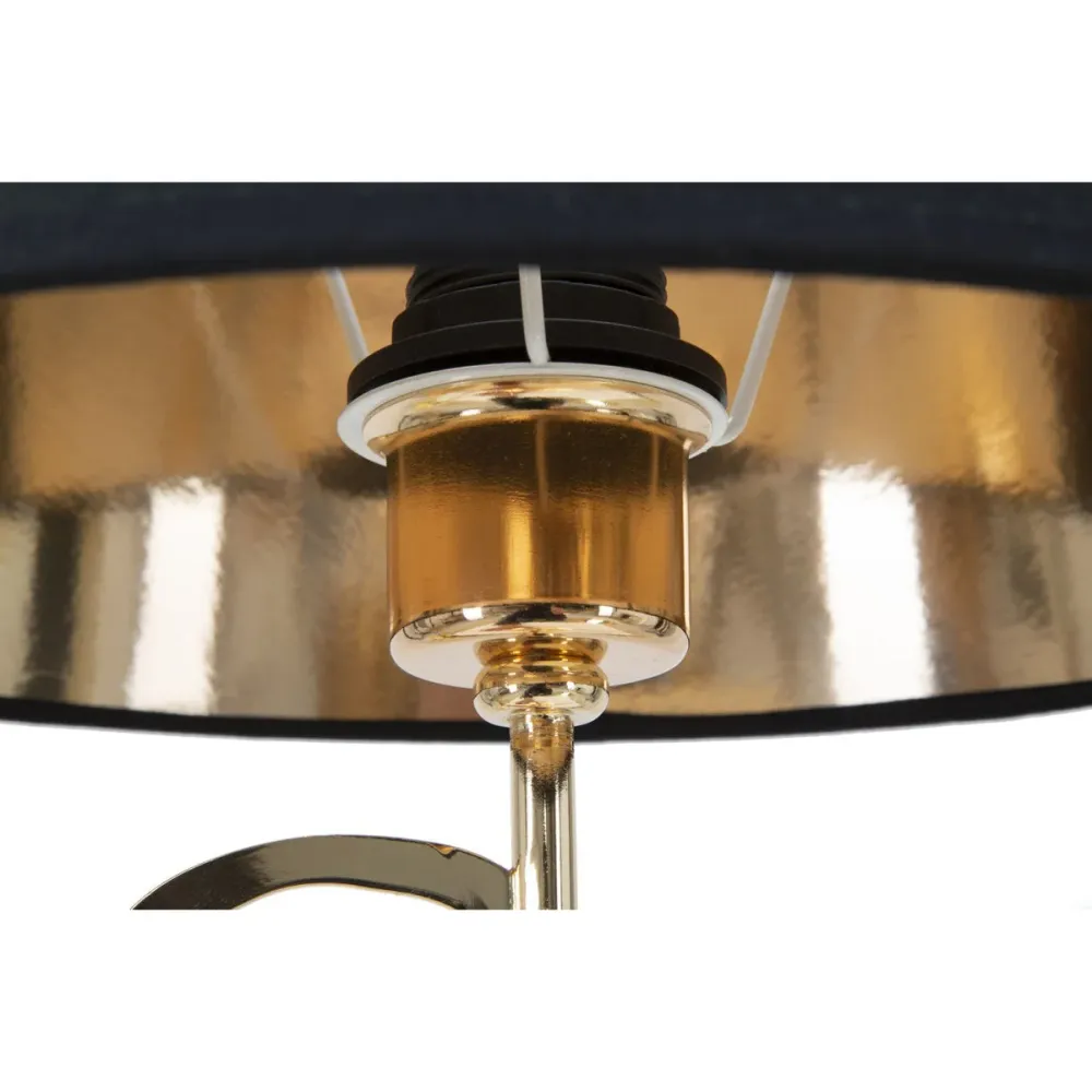Lampe de table dorée avec abat-jour noir – Design glamour hypnotique Mauro Ferretti