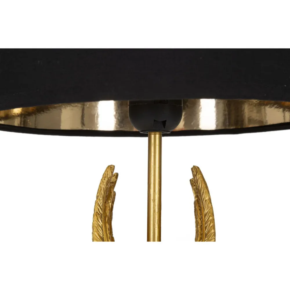 Lampe de table en forme d'aile de cygne – Métal et résine avec abat-jour noir Mauro Ferretti