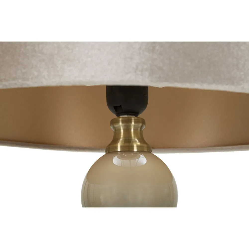 Lampe de table en verre crème avec abat-jour en velours assorti Mauro Ferretti