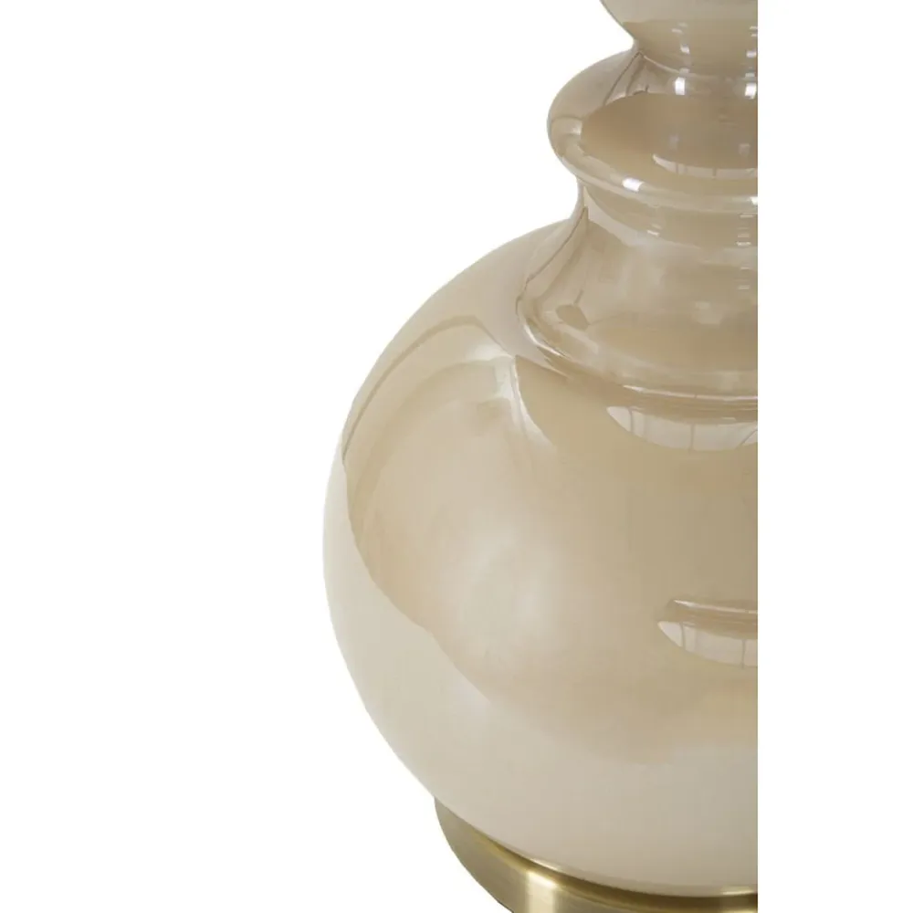 Lampe de table en verre crème avec abat-jour en velours assorti Mauro Ferretti