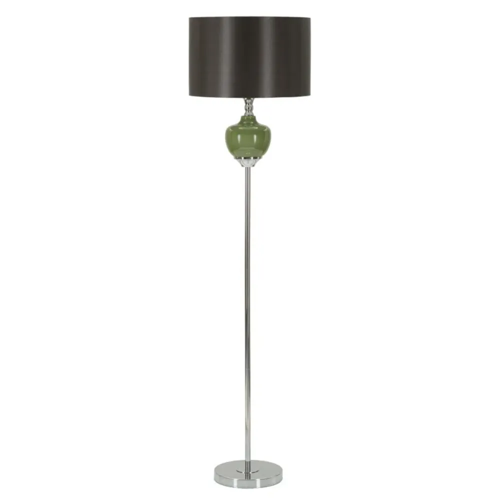 Lampe en verre vert avec abat-jour en velours noir Mauro Ferretti
