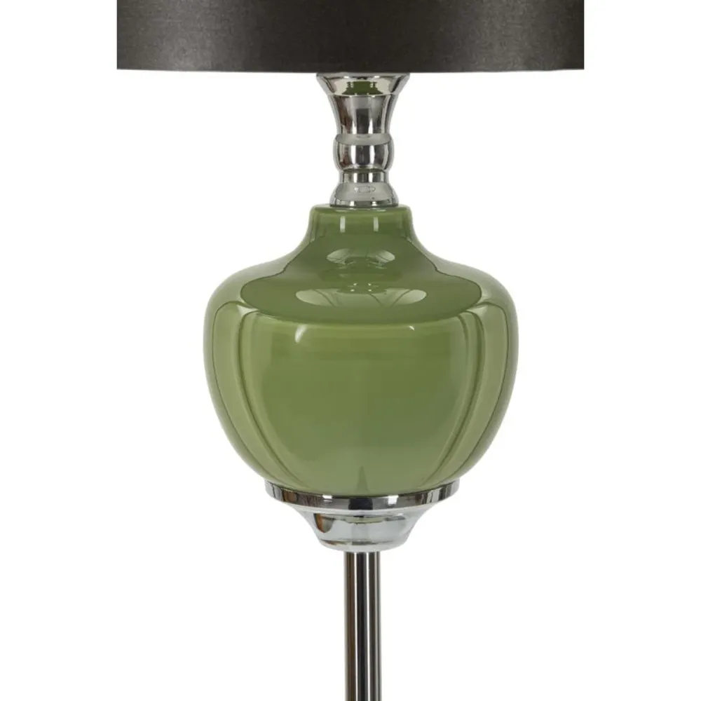 Lampe en verre vert avec abat-jour en velours noir Mauro Ferretti