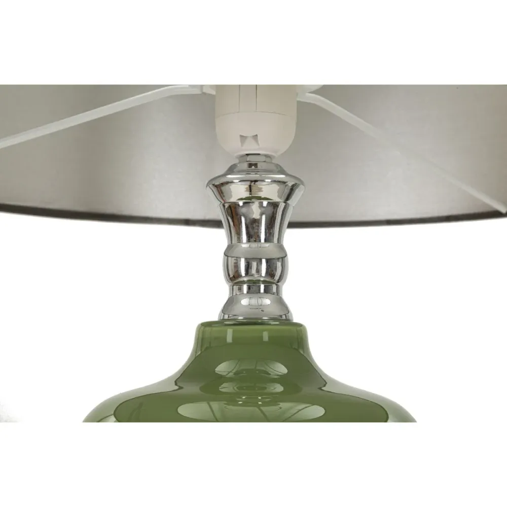 Lampe en verre vert avec abat-jour en velours noir Mauro Ferretti