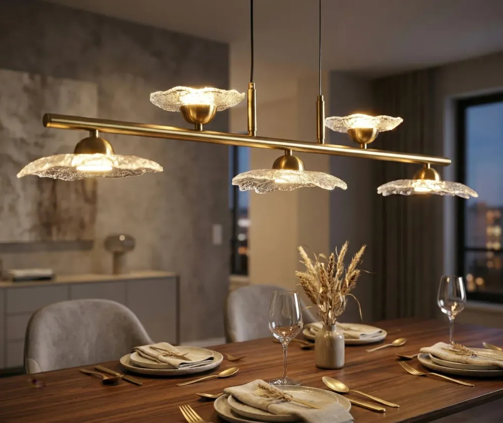 Mauro Ferretti Emily 5L linear pendant lamp glass metal