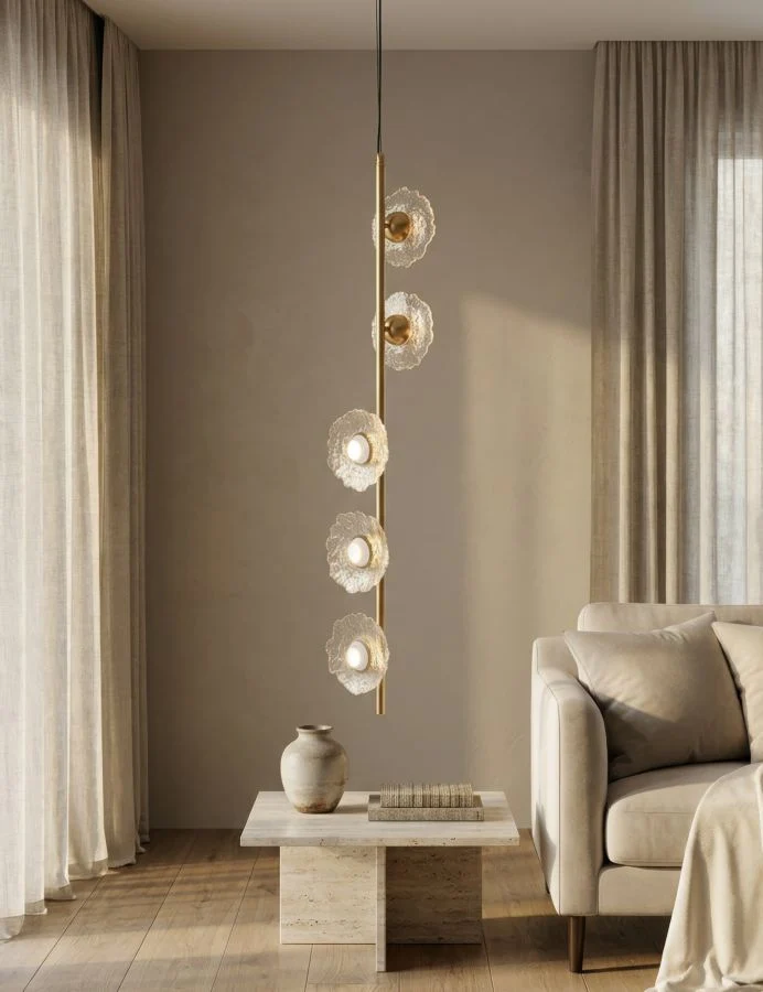 Mauro Ferretti Emily vertical pendant lamp trasparent glass metal