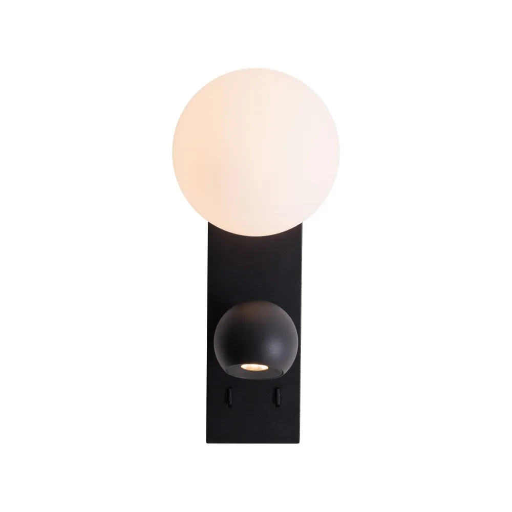 Applique murale LED Maxlight Atom 2L, noire