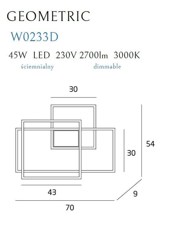 Applique murale LED Maxlight Geometric 1L en forme de machine à laver, noire