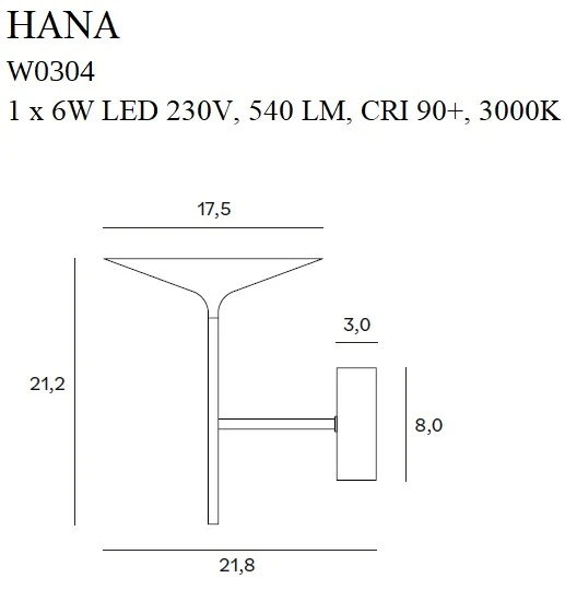 Applique murale Maxlight Hana 1L LED 6W Black