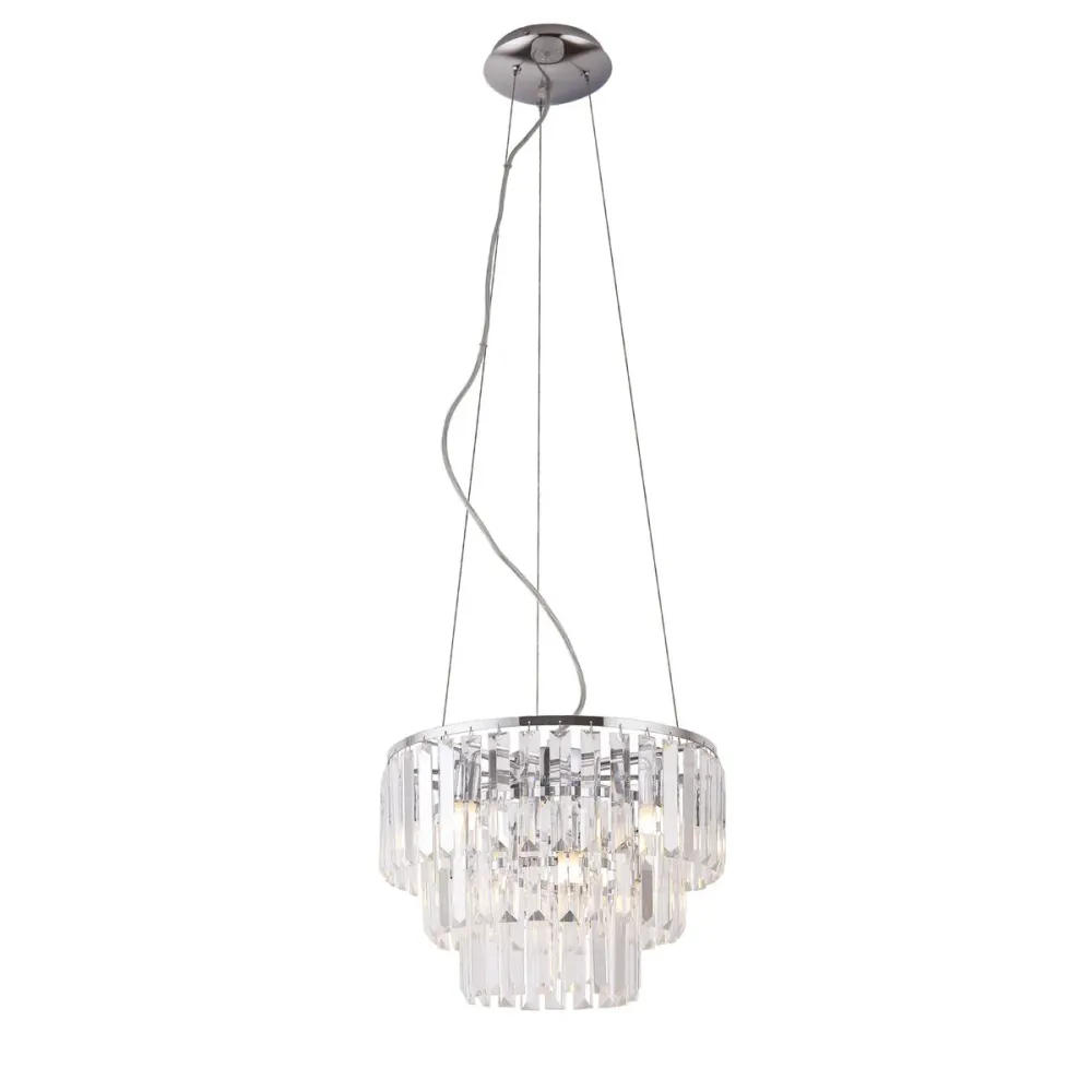 Lustre Maxlight Monaco 9L en cristal, diamètre 42 cm Chrome