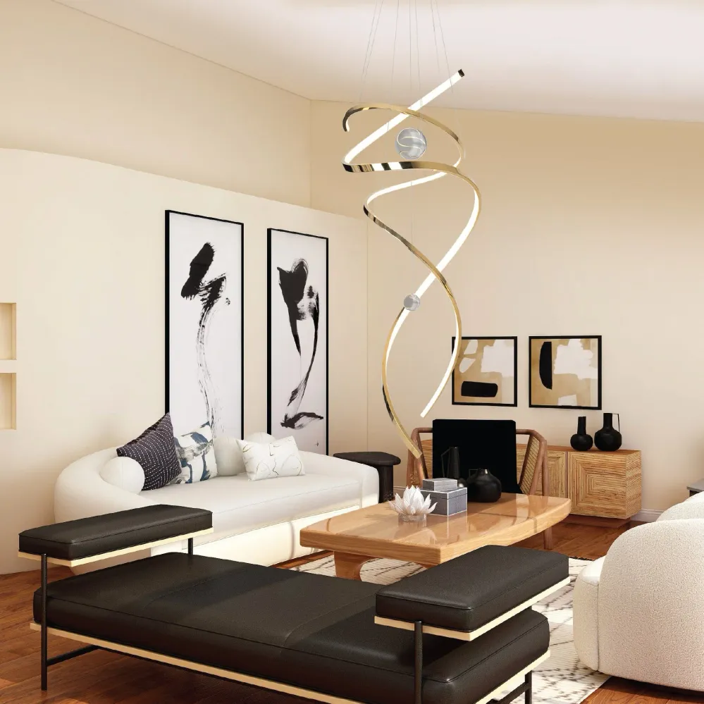 Suspension LED Maxlight Ritz 1L, dorée, diamètre 60 cm