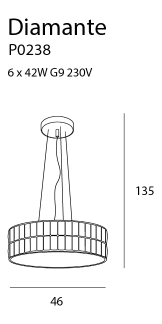 Suspension Maxlight Diamante 5L G9, D 46 cm