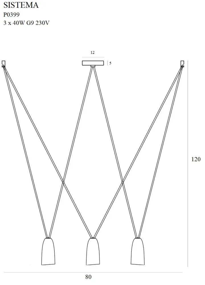 Suspension Maxlight Sistema 3L, culot G9, diamètre 12 cm