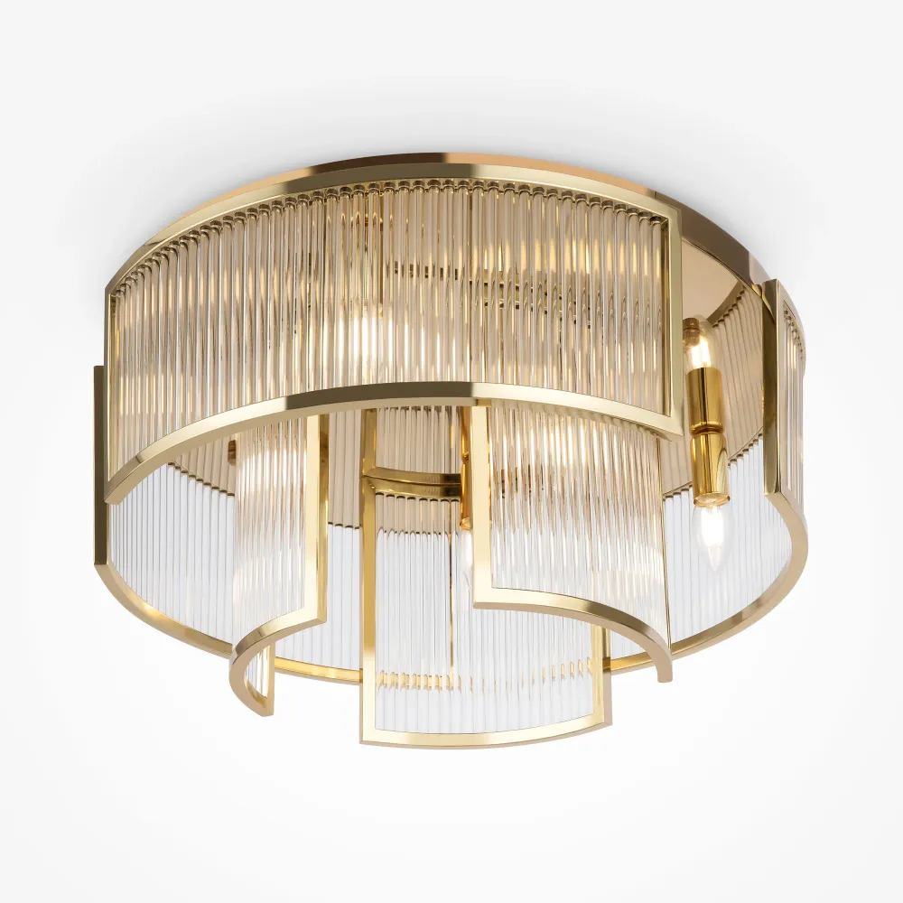 Plafonnier encastré Maytoni Frame 6L, doré, culot E14, diamètre 55,4 cm