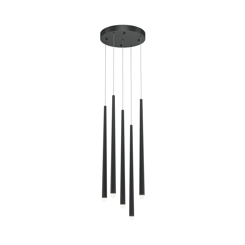 Suspension Maytoni Cascade 5L, spot LED noir, hauteur 219,3 cm