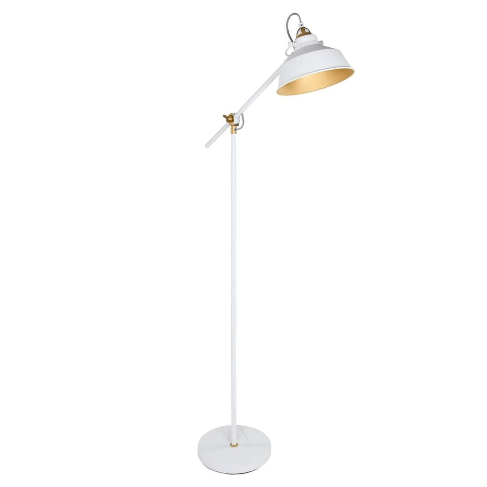 Lampadaire Mexlite Novr 1L en métal blanc, douille E27, hauteur 172 cm