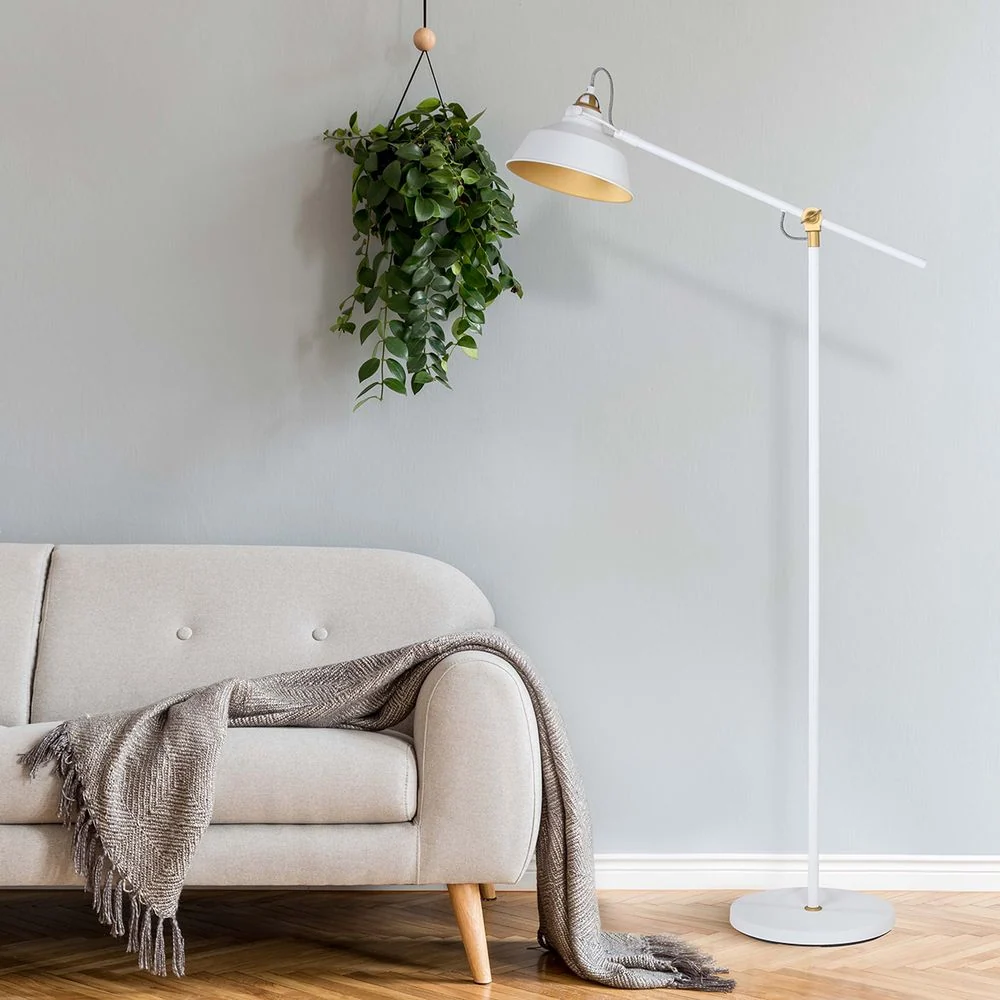 Lampadaire Mexlite Novr 1L en métal blanc, douille E27, hauteur 172 cm