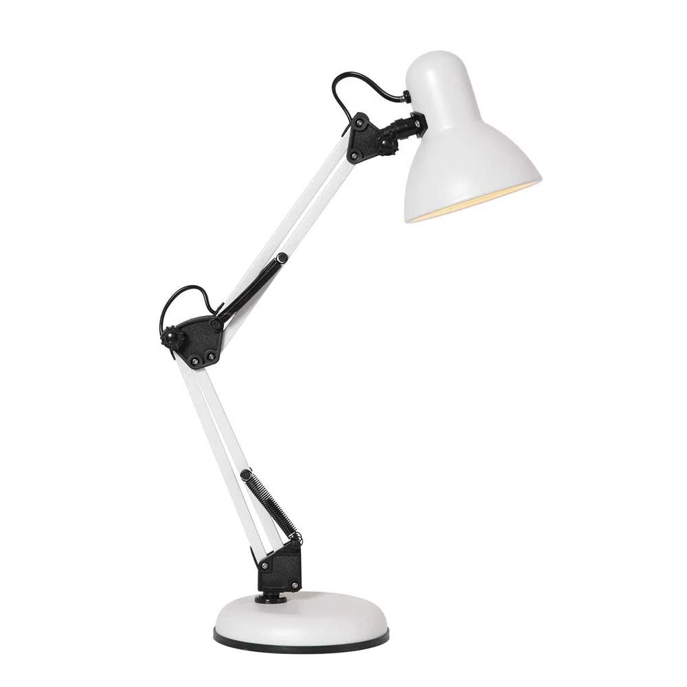 Lampe de table à bras articulé Mexlite Study 1L blanche E27
