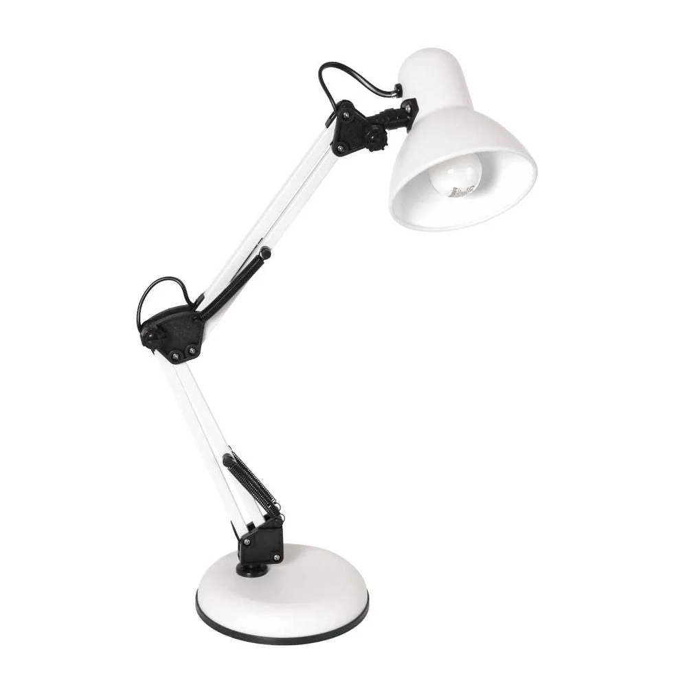 Lampe de table à bras articulé Mexlite Study 1L blanche E27