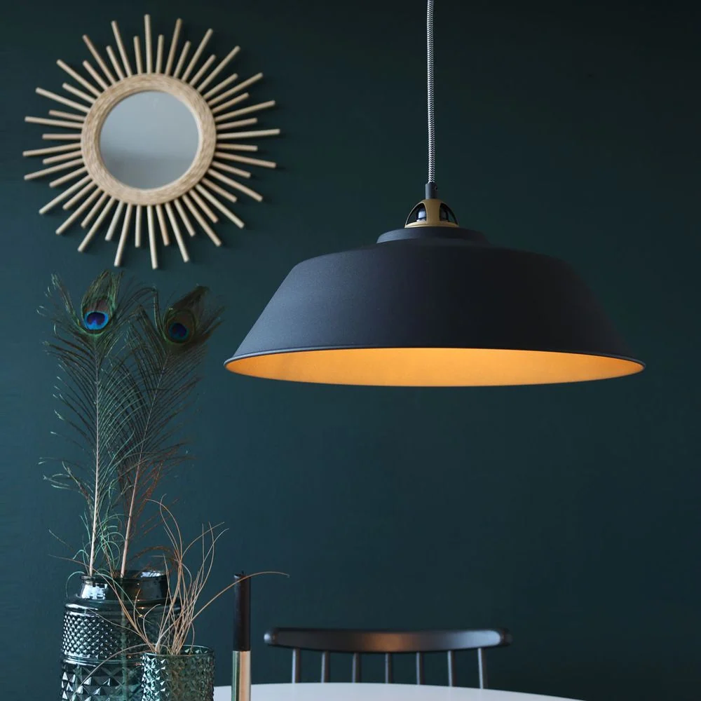 Suspension Mexlite Novr 1L en métal noir, douille E27, diamètre 42 cm